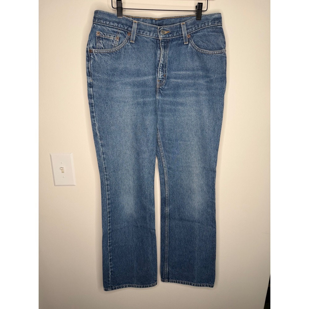Vintage 90s Levis 517 Slim Fit Boot Cut Jeans Medium Wash Blue Denim 13 Womens